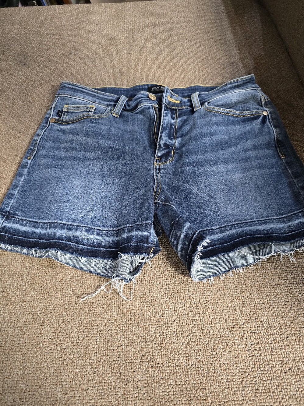Judy Blue Dark Wash Frayed Hem Denim Shorts